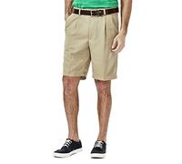 Haggar Men's Cool 18 Gabardine Hidden Expandable Waist Pleat Front Short,British Khaki,44