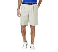 Haggar Men's Cool 18 Gabardine Hidden Expandable Waist Pleat Front Short,String,34