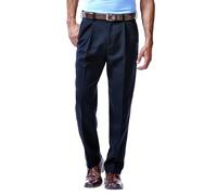 Haggar Men's Cool 18 Heather Solid Pant - Regular - 34W x 34L - Navy