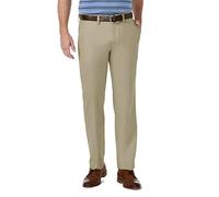 Haggar Men's Cool 18 Pro Straight Fit Flat Front Casual Pant, Khaki, 32W x 34L