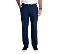 Haggar Men's Cool 18 Pro Straight Fit Flat Front Casual Pant, Navy, 36W x 29L