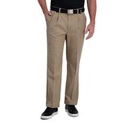Haggar Men's Cool Right Performance Flex Solid Classic Fit Pleat Front Pant