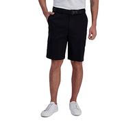 Haggar Men's Flat Front Solid Stretch Cargo Short, Black, 40