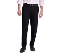 Haggar Men's Iron Free Khaki Straight Fit Flat Flex Waistband Casual Pant, Black, 34 x 32