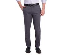 Haggar Men's Iron Free Khaki Straight Fit Flat Flex Waistband Casual Pant, Dark Grey, 34 x 34