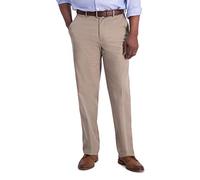 Haggar Men's Iron Free Premium Khaki Classic Fit Flat Front Expandable Waist Casual Pant