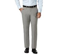 Haggar Men's J.M. Stretch Superflex Waist Slim Fit Flat Front Dress Pant, Light Grey, 34Wx34L