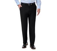 Haggar Men's Premium Comfort Classic Fit Flat Front Expandable Waist Pant, Black, 36Wx29L