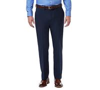 Haggar Men's Premium Comfort Classic Fit Flat Front Expandable Waist Pant, Blue, 36Wx29L