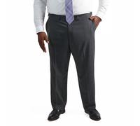 Haggar Men's Premium Comfort Classic Fit Flat Front Expandable Waist Pant, Charcoal, 34Wx29L
