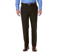 Haggar Men's Premium Comfort Classic Fit Flat Front Expandable Waist Pant, Dark Chocolate, 40Wx29L