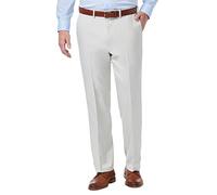 Haggar Men's Premium Comfort Classic Fit Flat Front Expandable Waist Pant, Stone, 34Wx32L