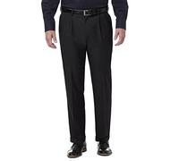 Haggar Men's Premium Comfort Classic Fit Pleat Expandable Waist Pant, Black, 32Wx32L