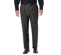 Haggar Men's Premium Comfort Classic Fit Pleat Expandable Waist Pant, Charcoal, 42Wx32L