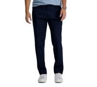 Haggar Men's Premium No Iron Khaki Slim Fit Flat Front Casual Pant, Dark Navy, 34Wx32L