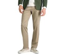 Haggar Men's Premium No Iron Straight Fit Flex Waist Plain Front Pant, Khaki, 34Wx32L