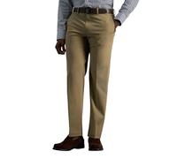 Haggar Men's Premium No Iron Straight Fit Invisible Flex Waist Plain Front Pant, British Khaki, 36x29