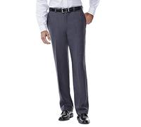 Haggar Men's Repreve Stria Hidden Expandable Waist Plain Front Dress Pant, Med Grey,36x30