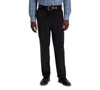 Haggar Men's Stretch Corduroy Expandable Waist Classic Fit Pant, Dark Grey, 34Wx32L