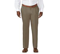 Haggar Men's Work To Weekend Khakis Hidden Expandable Waist No Iron Pleat Front Pant,Bark,40x30
