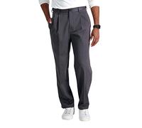Haggar - Pantalón de hombre de corte clásico, calidad prémium, estilo caqui, no requiere planchado, cintura ampliable, parte delantera plana ajuste regular, así como tallas grandes y altas, Gris