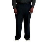 Haggar - Pantalón de Hombre de Corte clásico, Estilo Caqui, no Requiere Planchado, Cintura Ampliable, Parte Delantera Plana Ajuste Regular, así como Tallas Grandes y Altas, Negro -,