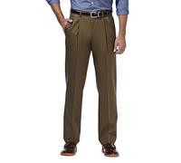 Haggar - Pantalón de Hombre de Corte clásico, Estilo Caqui, no Requiere Planchado, Cintura Ampliable, Parte Delantera Plana Ajuste Regular, así como Tallas Grandes y Altas, Toast, 34W