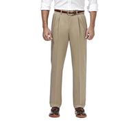 Haggar - Pantalón de Hombre de Corte clásico, Estilo Caqui, no Requiere Planchado, Cintura Ampliable, Parte Delantera Plana Ajuste Regular, así como Tallas Grandes y Altas, Caqui, 38W
