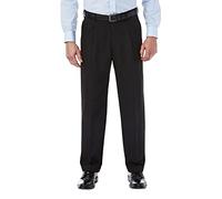 Haggar - Pantalón de vestir Mynx Gabardine para hombre, ajuste clásico, plisado, con cintura expandible oculta, Negro -, 38W x 31L