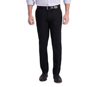Haggar Pantalón Informal de Cintura Flexible para Hombre, sin Plancha, Color Caqui, Negro, 29W/30L