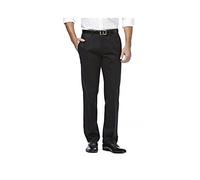 Haggar - Pantalón informal prémium de corte recto y parte delantera plana para hombre, color caqui, sin necesidad de planchado, Negro -, 38W x 29L