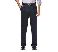 Haggar - Pantalón Informal prémium de Corte Recto y Parte Delantera Plana para Hombre, Color Caqui, sin Necesidad de Planchado, Azul Marino Oscuro, 42W x 32L