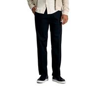 Haggar Pantalones Casuales para Hombre, sin Plancha, Ajuste Recto, Cintura Flexible Invisible, Parte Delantera Lisa, Negro, 40W/30L