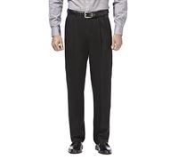 Haggar Pantalones Casuales para Hombre, sin Plancha, Ajuste Recto, Cintura Flexible Invisible, Parte Delantera Lisa, Negro, 34W/34L