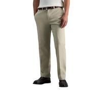 Haggar Men's Premium No Iron Straight Fit Invisible Flex Waist Plain Front Pant, Sand, 34x29