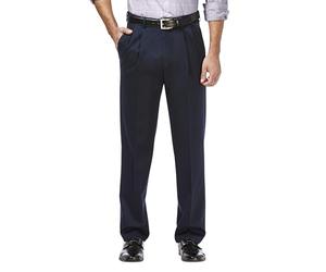 Haggar Pantalones Casuales para Hombre, sin Plancha, Ajuste Recto, Cintura Flexible Invisible, Parte Delantera Lisa, Azul Marino Oscuro, 34W/32L