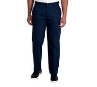 Haggar Pantalones Casuales para Hombre, sin Planchado, Corte clásico, Plisados, Tallas Regulares, Grandes y Altas, Azul Marino Oscuro, 32W / 32L