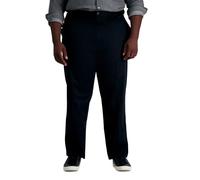 Haggar Pantalones Casuales para Hombre, sin Planchado, Corte clásico, Plisados, Tallas Regulares, Grandes y Altas, Negro, 44W / 30L