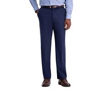 Haggar Pantalones clásicos clásicos para Hombre de Corte Plano con Cintura elástica, Azul, 40W / 30L