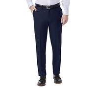 Haggar Pantalones de vestir cómodos y ajustados para hombre con parte frontal plana, Azul, 34W x 30L
