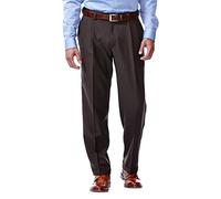 Haggar ECLO - Pantalón con Pinzas en la Parte Delantera y Cintura elástica, para Hombre - Marrón -