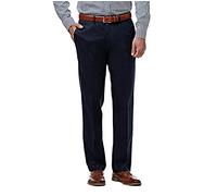 Haggar Premium No Iron Khaki Straight Fit Flat Front Casual Pant Pantalones Informales, Azul Marino Oscuro, 36W / 30L para Hombre