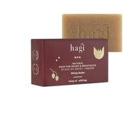 Hagi Whisky Barber Jabón Natural Para Barba y Bigote, con Extracto de Lúpulo, Aceite de Pino, Manteca de Karité, Aceites Herbales, Protector y Fortalecedor, Aroma a Whisky, 100 g