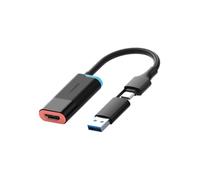 Hagi apturadora de Vídeo HDMI 2K, USB-C, 100W PD, Switch 2/PS5 | Adaptador hdmi a usb con carga rápida 100W: captura y transmite en directo desde consola, cámara o Meta Quest