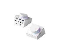 Hagibis Hub USB C con botones de acceso directo, estación de acoplamiento RGB tipo C con USB C de 5 Gbps, 2 USB 3.0, conector de 3.5 mm, SD/Micro SD3.0, USB 2.0 para MacBook iPad Pro (blanco AG)