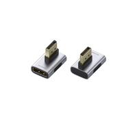 Hagibis Paquete de 2 adaptadores DisplayPort, 8K a 60Hz 4K a 240Hz ángulo recto 90 grados macho a hembra, conector 1.4, extensor DP extensor para monitor, portátil, proyector (frontal vertical)