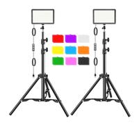 Hagibis Studio - Kit de luz LED de Video - 9 filtros de Color, trípode Ajustable, para transmisión de Fotos y Video