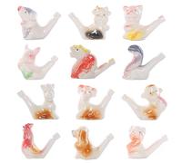 HAGJII 12 Piezas Musical Silbato De Pájaro Doce Signos Del Zodiaco Silbato Pájaro Para La Diversión Al Aire Libre, Observación De Aves, Caza, Silbatos De Agua Para Niños Adultos(Without rope)