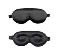 HAGJII 22 Momme 3D Contorneada Antifaz Para Dormir De Seda Natural, Párfora Para Hombres Y Mujeres Mascara De Dormir Para Quienes Duermen De Lado, Conbanda Elástica(Negro)