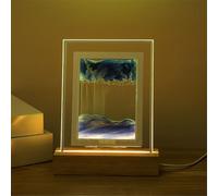HAGJII Arte De Arena En Movimiento 3D Pintura De Arena con Base De Madera Iluminada Cuadro De Arena para Accesorios De Escritorio De Oficina Y Decoración del Hogar(Azul)